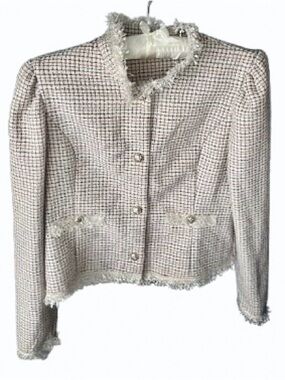 Y2K C 1946 Textured Tweed Style Blazer Jacket Large Vintage 90s Coat Gingham